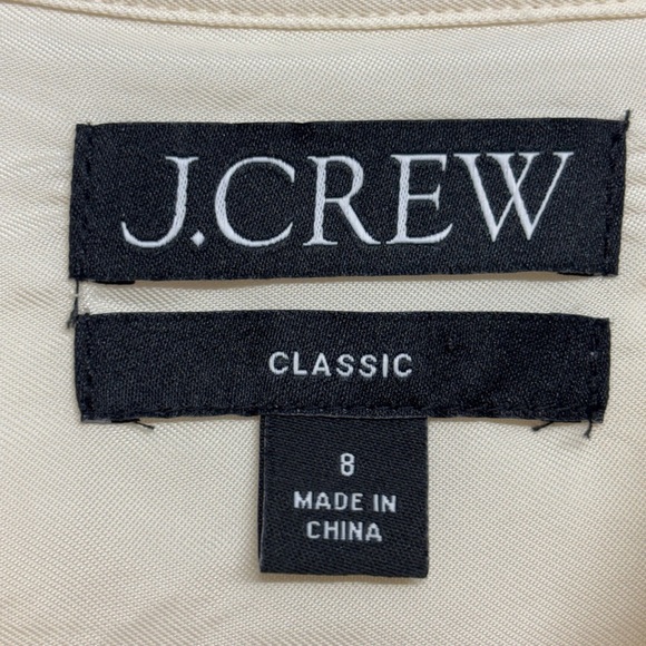 J Crew Classic Jeweled Button Down Blouse 8 Cream Sheer HOL 23 Mandarin Collar - Picture 3 of 7